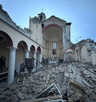 partially destroyed church in Turkey